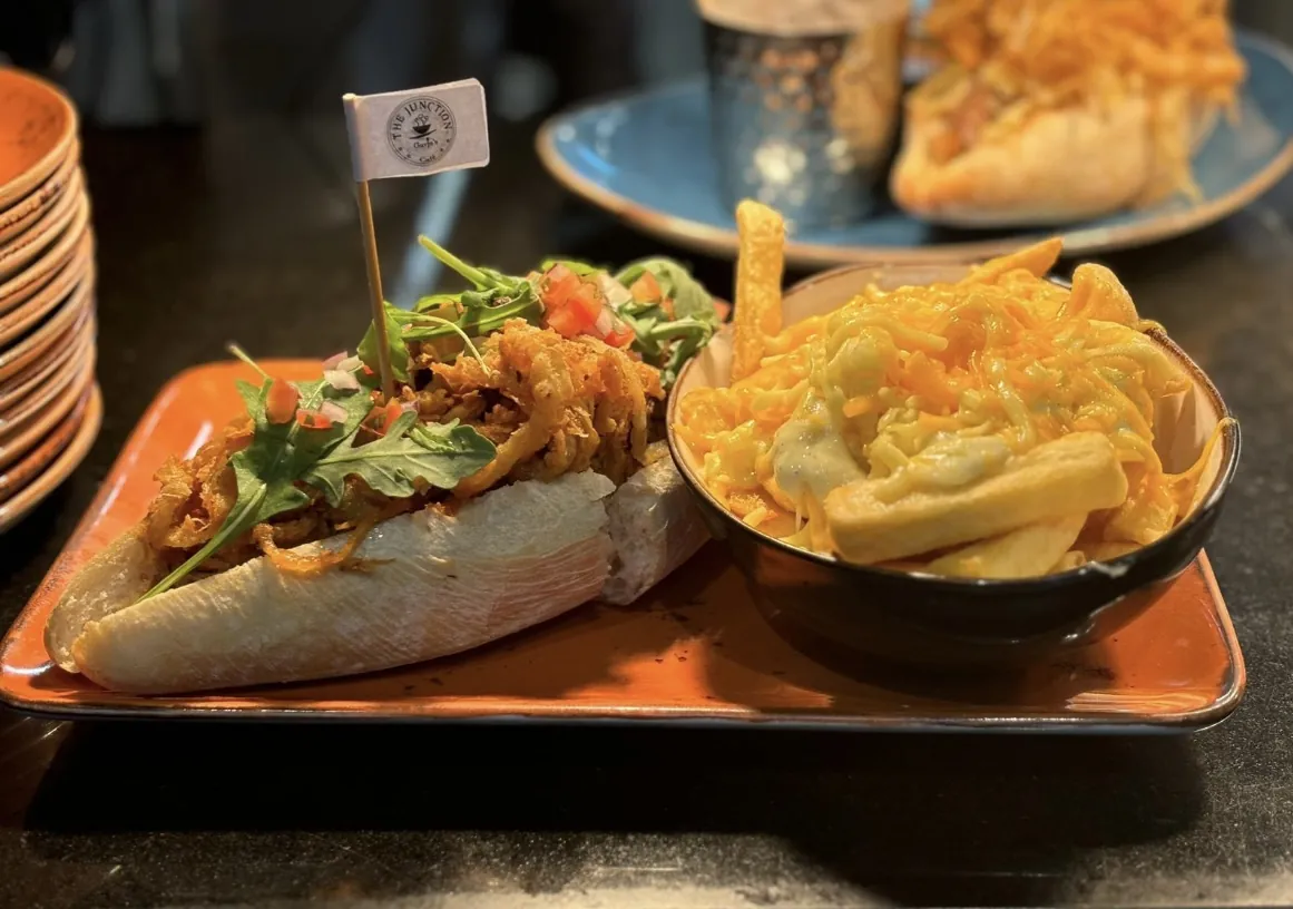 Baguette with loaded cheesy fries
