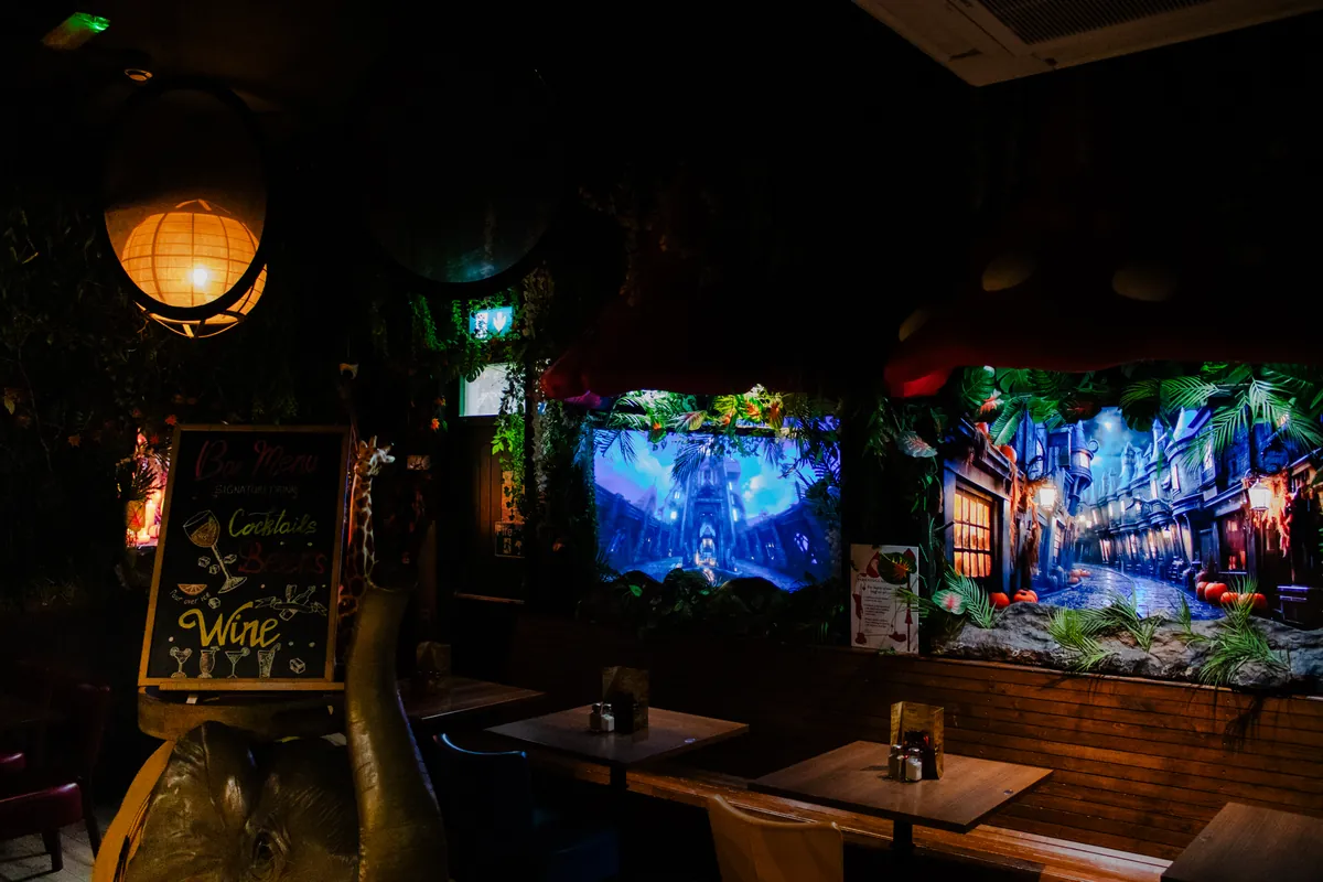 The jungle room with the lantern and Diagon Alley scenes