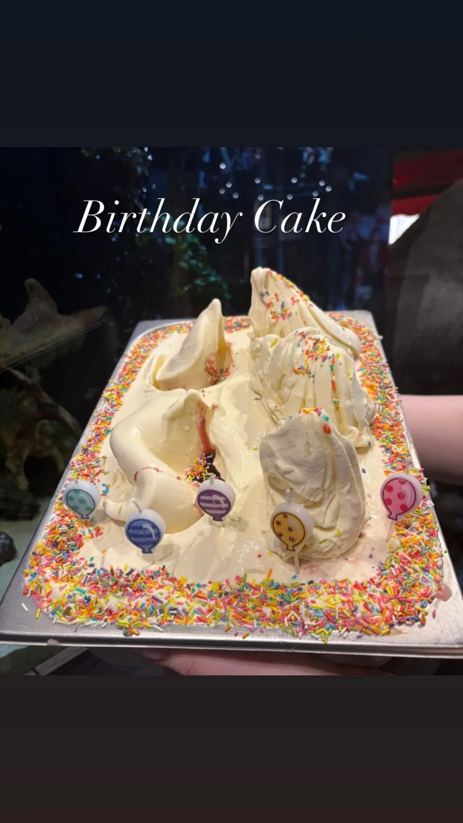 Birthday Cake gelato in the counter tray
